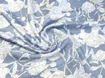 Штапель кринкл рисунок пионы, голубой джинсовый - интернет-магазин tkani-atlas.com.ua