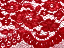 Гипюр бархатный с блеском двухсторонний фестон , красный (отрез 1,5 м) - интернет-магазин tkani-atlas.com.ua