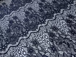 Гипюр опера волна, темно-синий - интернет-магазин tkani-atlas.com.ua