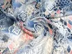 Шифон Бальпо микс орнаментов, серо-коралловый - интернет-магазин tkani-atlas.com.ua