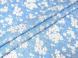 Котон квіткова поляна, блакитний - інтернет-магазин tkani-atlas.com.ua
