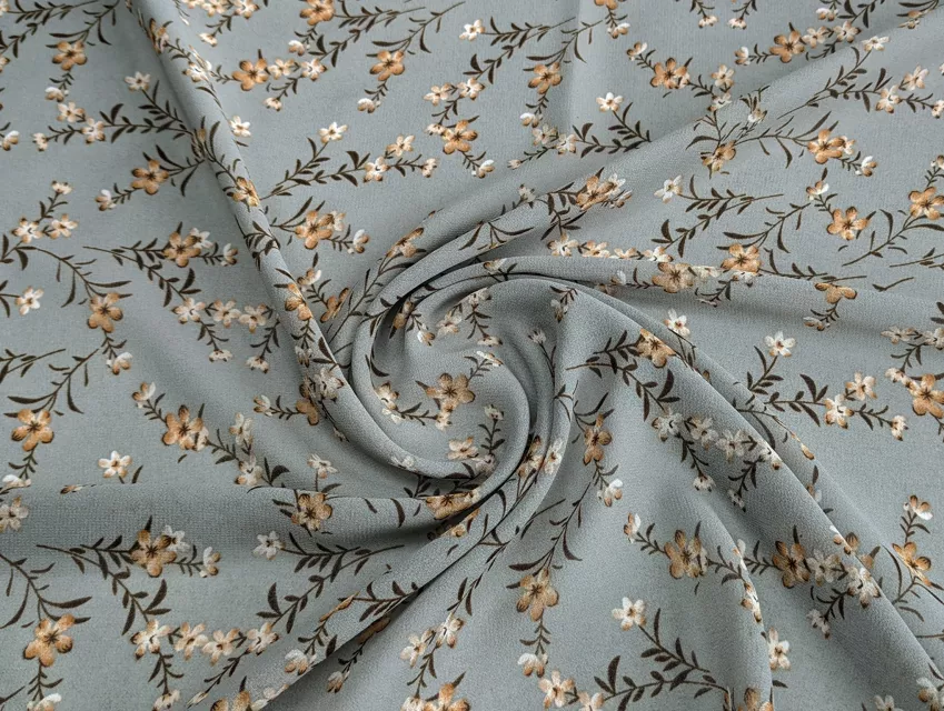 Шифон креповий квітучі гілочки, сірий - фото 1 - інтернет-магазин tkani-atlas.com.ua